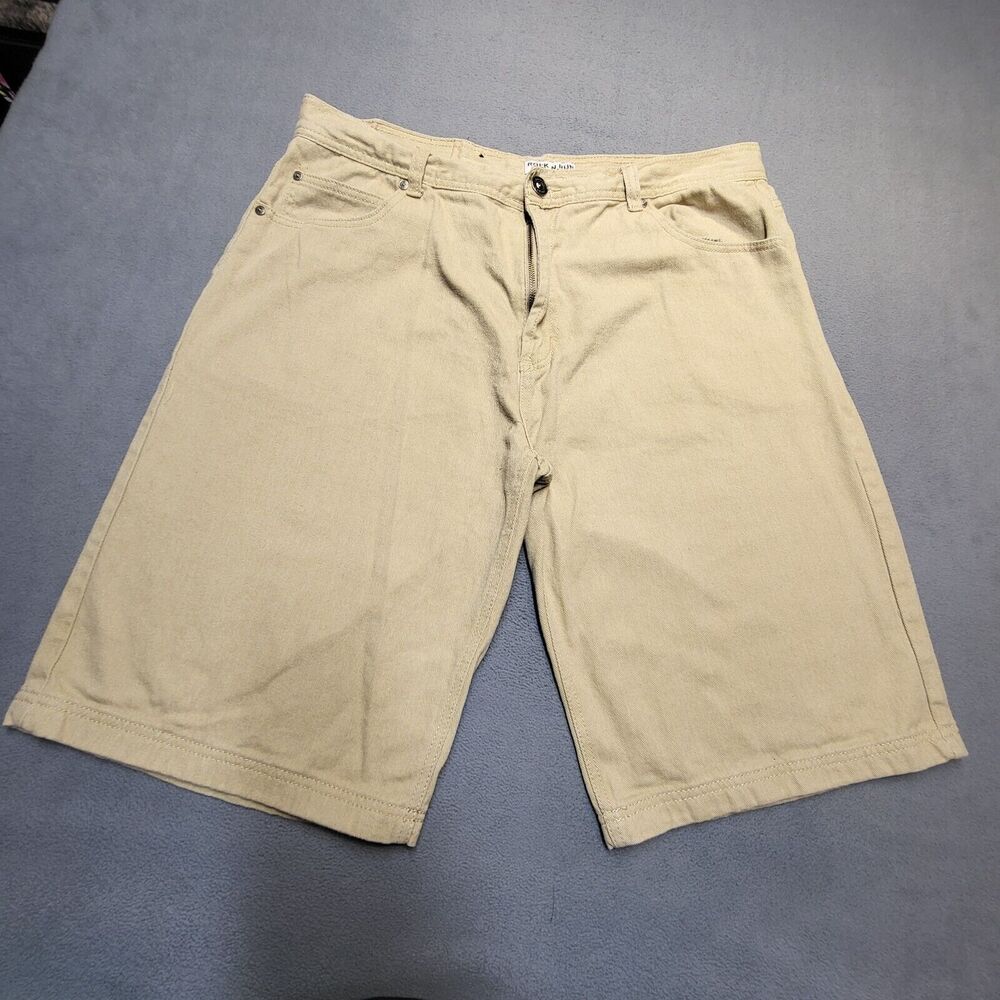 RNR Rock N Run Jean Shorts Mens 38 Khaki Tan Loose Relaxed Y2K Grunge Denim